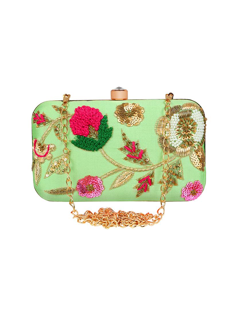 green faux silk box clutch - 16608493 - Zoom Image - 1