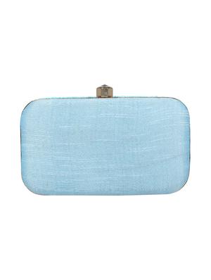 blue faux silk box clutch - 16608501 - Standard Image - 2