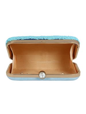 blue faux silk box clutch - 16608501 - Standard Image - 3
