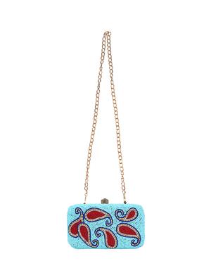 blue faux silk box clutch - 16608501 - Standard Image - 5