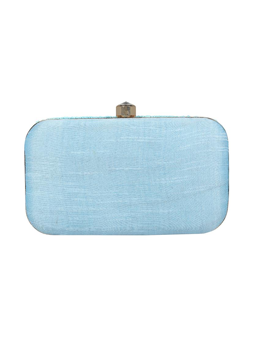 blue faux silk box clutch - 16608501 - Zoom Image - 2