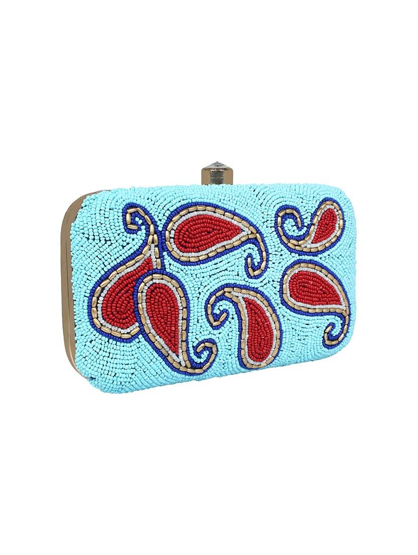 blue faux silk box clutch - 16608501 - Zoom Image - 4