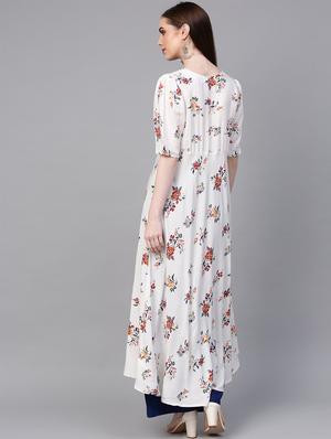 floral a-line high-low kurta - 16608520 - Standard Image - 3