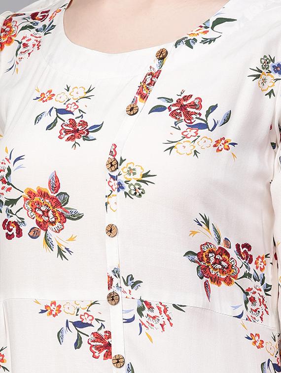 floral a-line high-low kurta - 16608520 - Zoom Image - 4