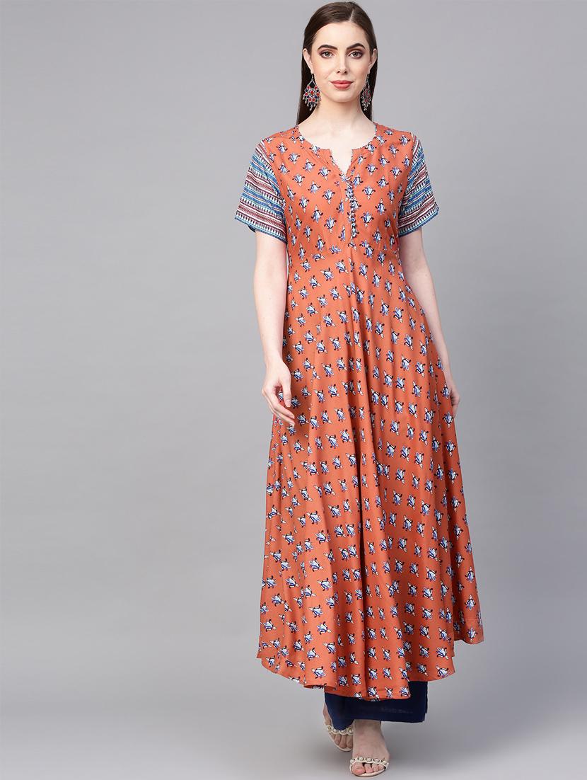 printed anarkali kurta - 16608522 - Zoom Image - 1