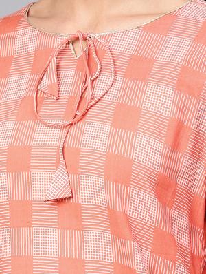 checkered a-line kurta - 16608529 - Standard Image - 4