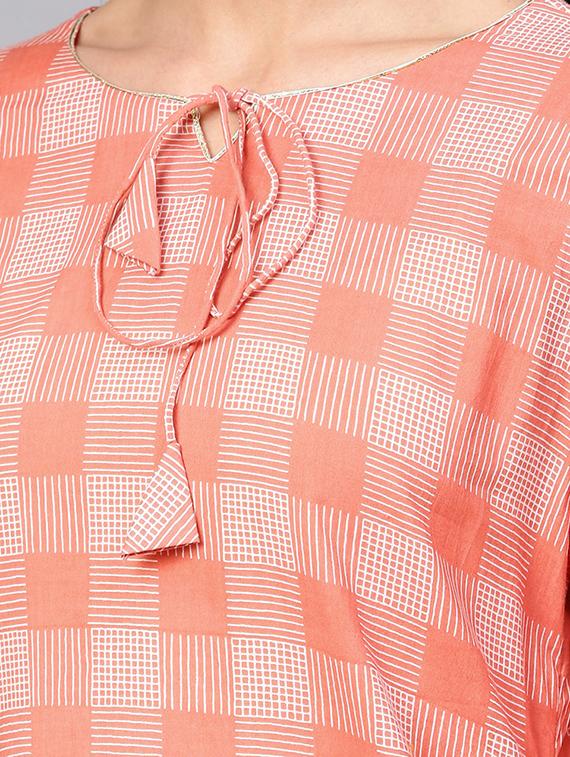 checkered a-line kurta - 16608529 - Zoom Image - 4