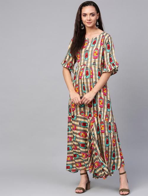 quirky printed a-line kurta - 16608532 - Standard Image - 1