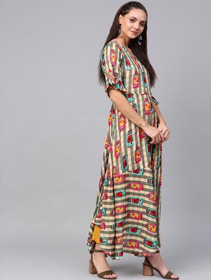 quirky printed a-line kurta - 16608532 - Standard Image - 2