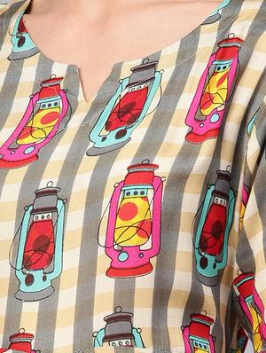 quirky printed a-line kurta - 16608532 - Standard Image - 4
