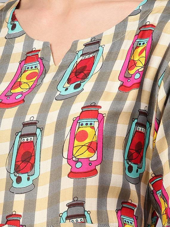 quirky printed a-line kurta - 16608532 - Zoom Image - 4