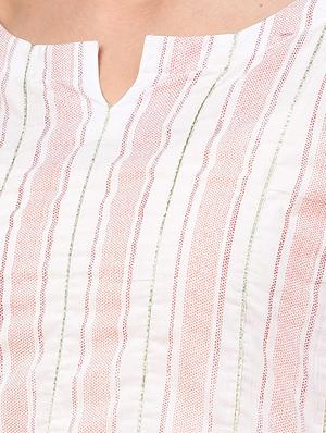 gota work stripes straight kurta - 16608533 - Standard Image - 4