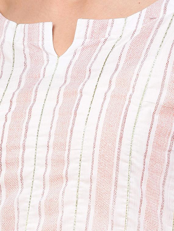 gota work stripes straight kurta - 16608533 - Zoom Image - 4