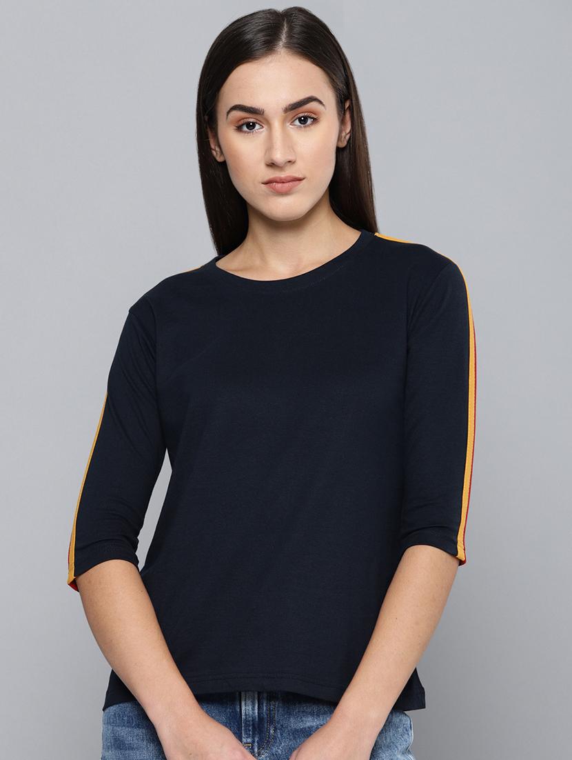 round neck side taping sleeved tee - 16608666 - Zoom Image - 1