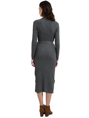 tie front solid bodycon dress - 16608684 - Standard Image - 3