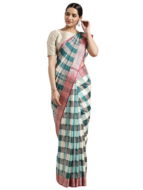 striped kanjivaram saree with blouse - 16608806 - Standard Image - 1