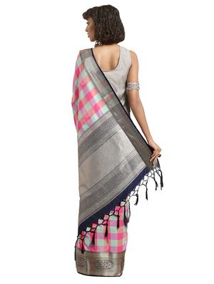 checkered kanjivaram saree with blouse - 16608808 - Standard Image - 2