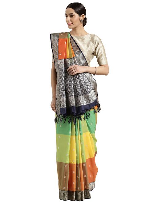 bordered kanjivaram saree with blouse - 16608811 - Standard Image - 1