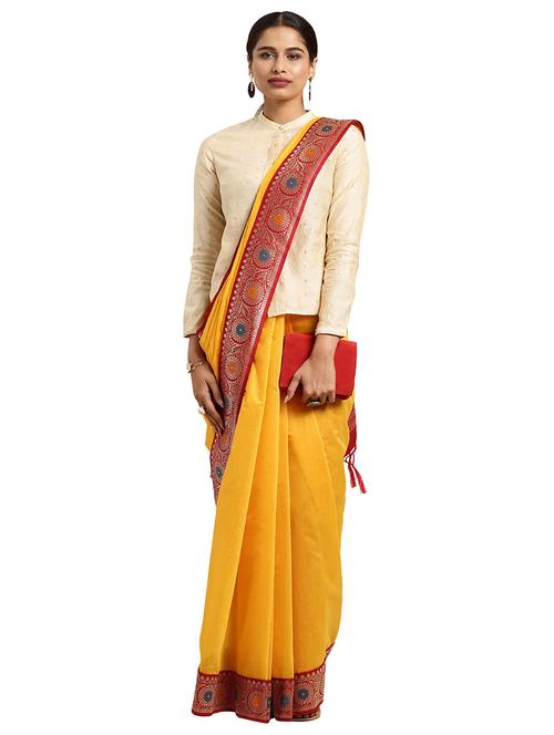solid banarasi saree with blouse - 16608824 - Standard Image - 1
