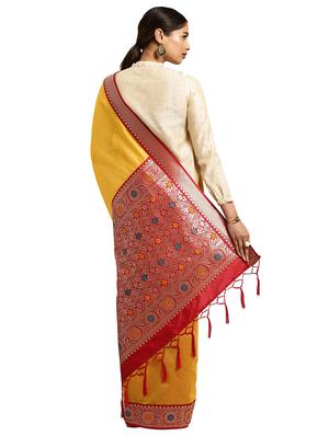 solid banarasi saree with blouse - 16608824 - Standard Image - 2