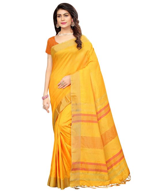 solid woven saree with blouse - 16608921 - Standard Image - 1