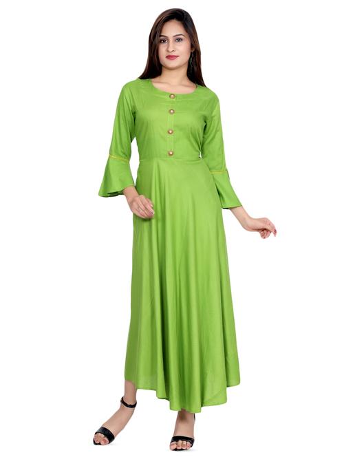 solid flared ethnic dress - 16609528 - Standard Image - 1