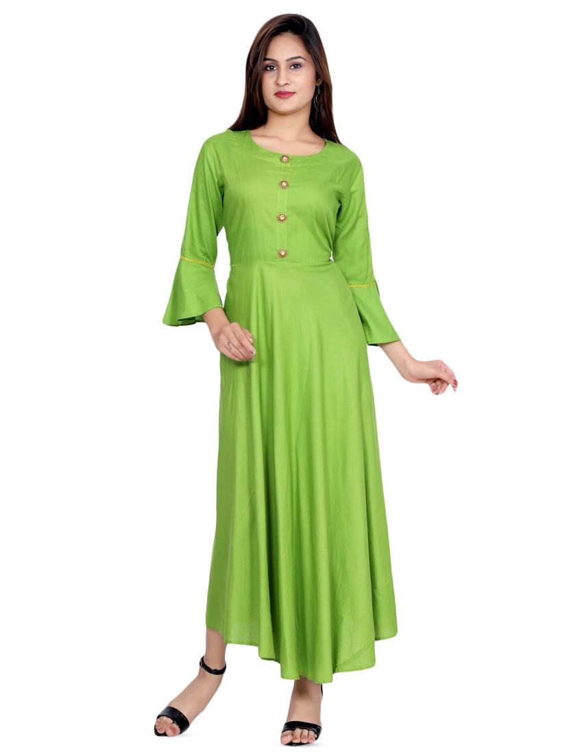 solid flared ethnic dress - 16609528 - Zoom Image - 1