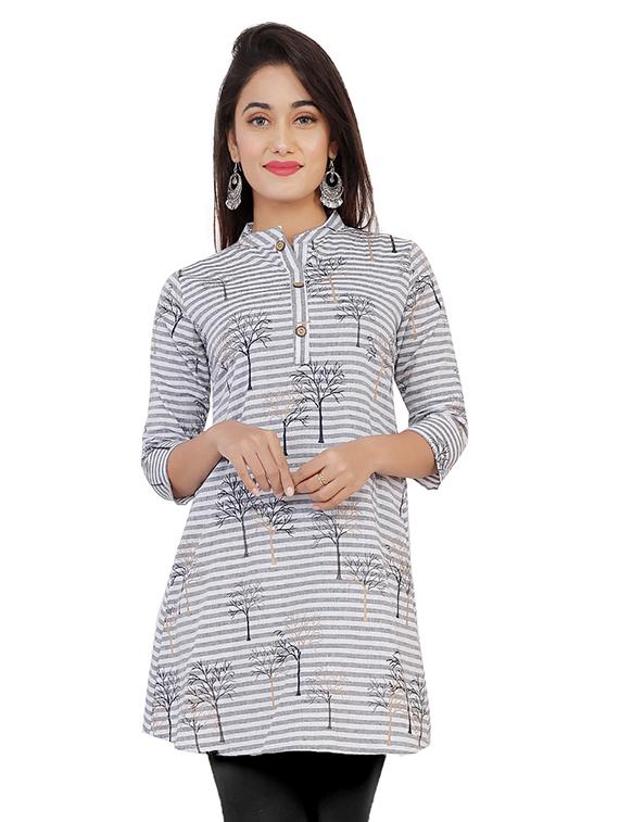 stripes printed a-line kurti - 16609579 - Zoom Image - 1