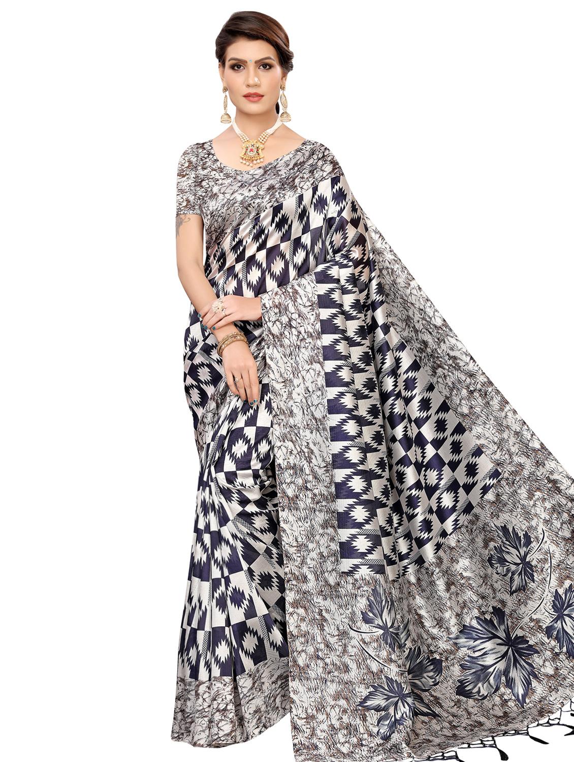 printed woven saree with blouse - 16609735 - Zoom Image - 1