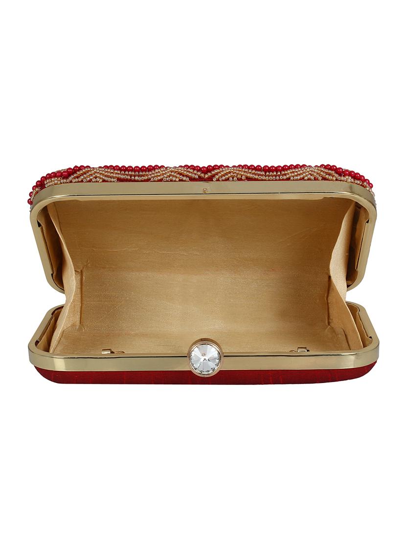 maroon cotton polyester blend box clutch - 16610413 - Zoom Image - 3