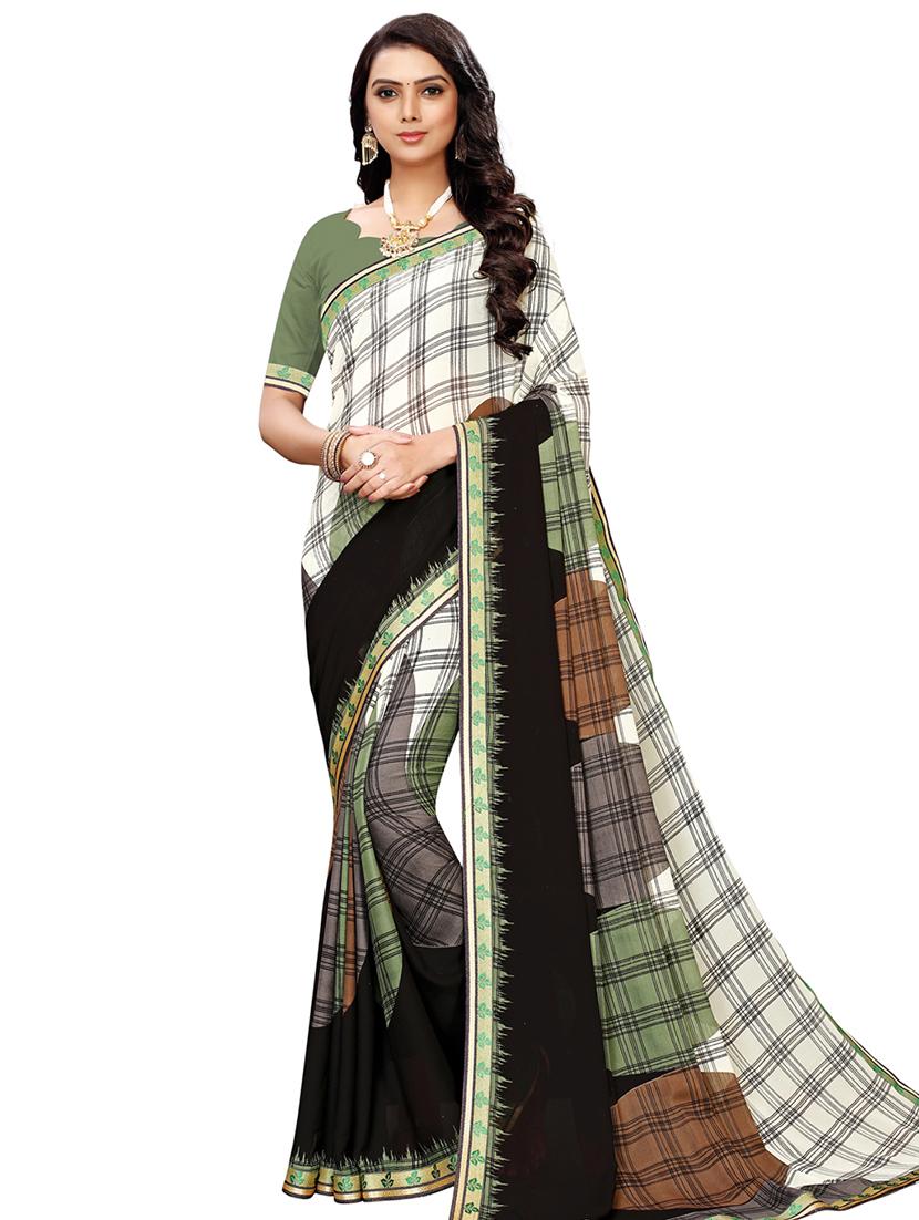 geometric printed saree with blouse - 16610935 - Zoom Image - 1