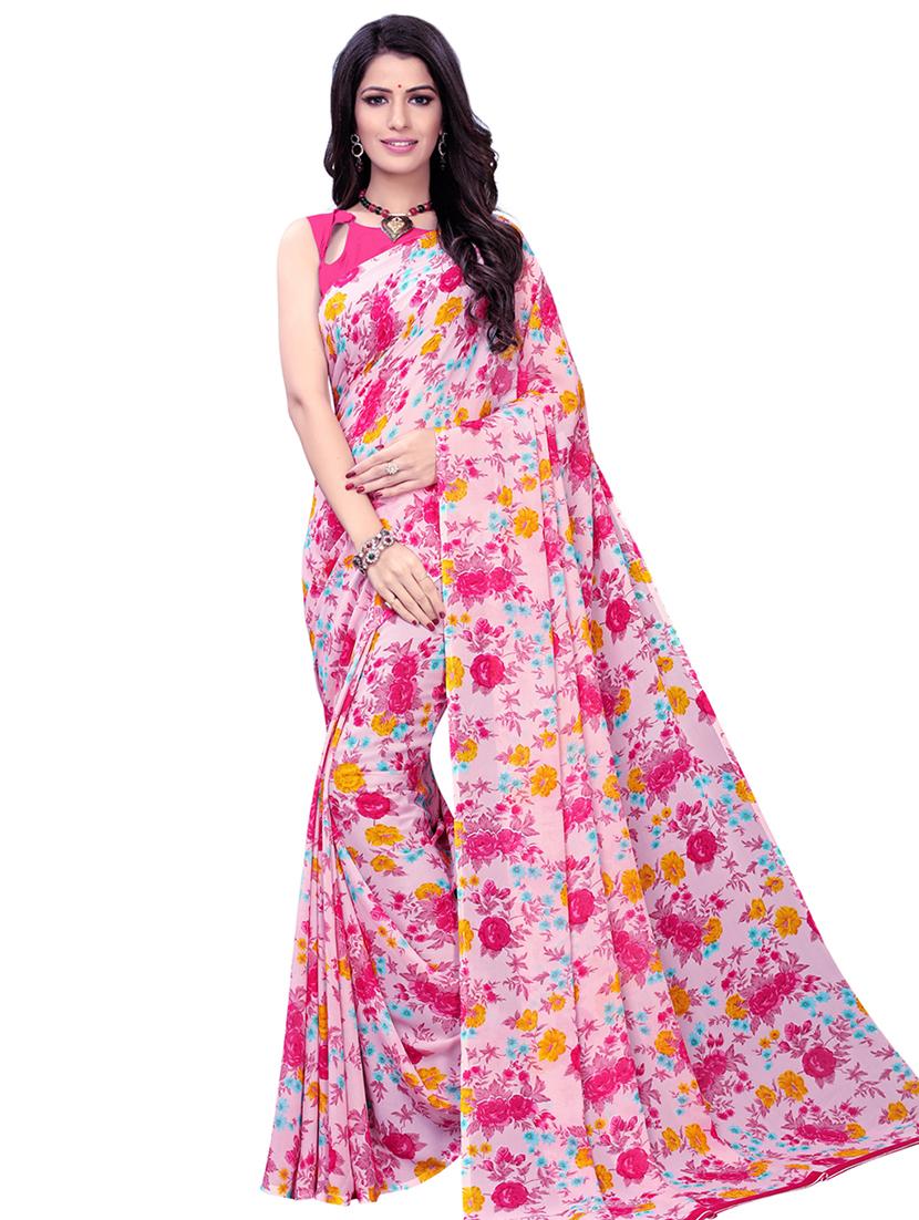 floral printed saree with blouse - 16610942 - Zoom Image - 1
