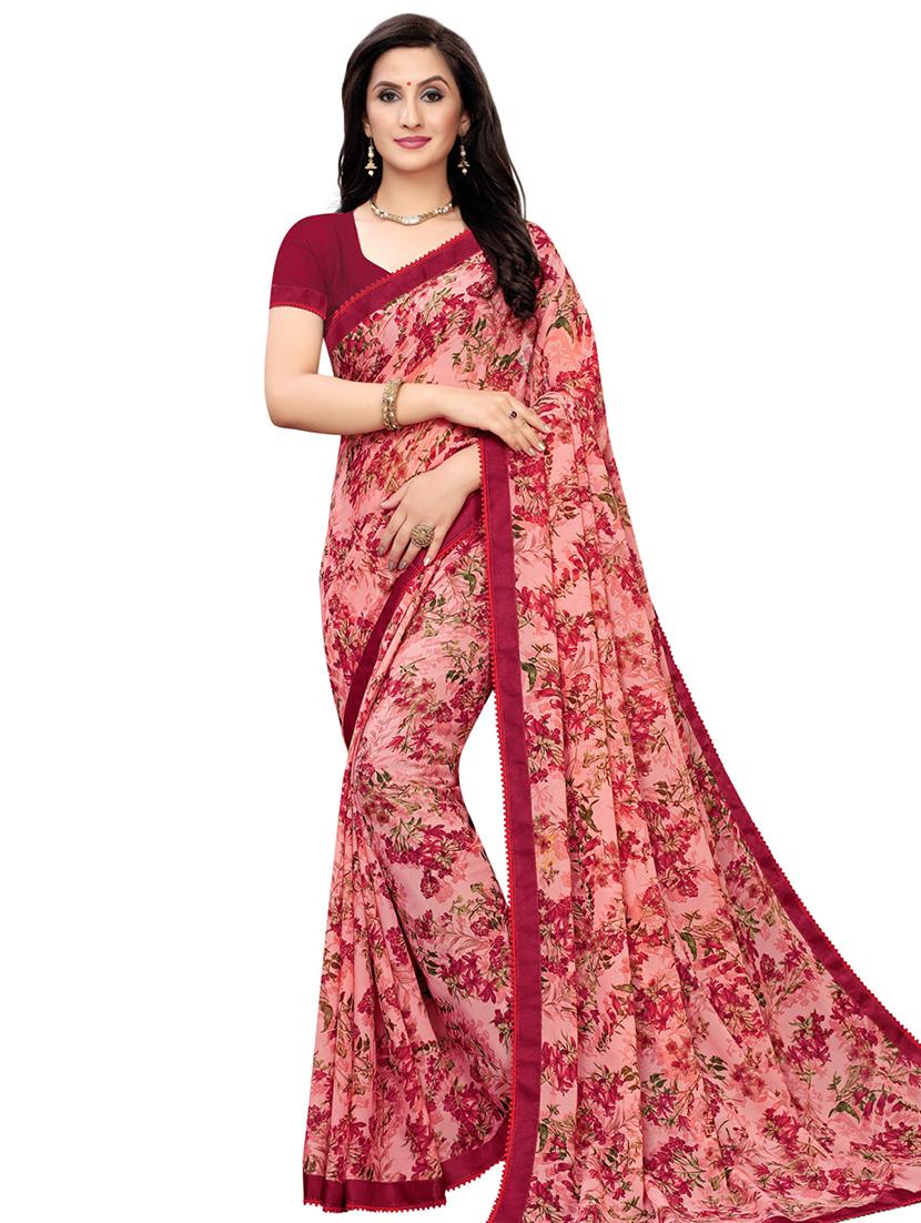 floral printed saree with blouse - 16610963 - Zoom Image - 1