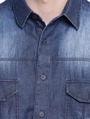 blue faded casual shirt - 16611134 - Standard Image - 5
