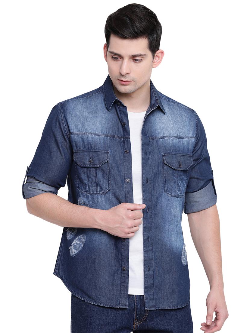 blue faded casual shirt - 16611134 - Zoom Image - 1