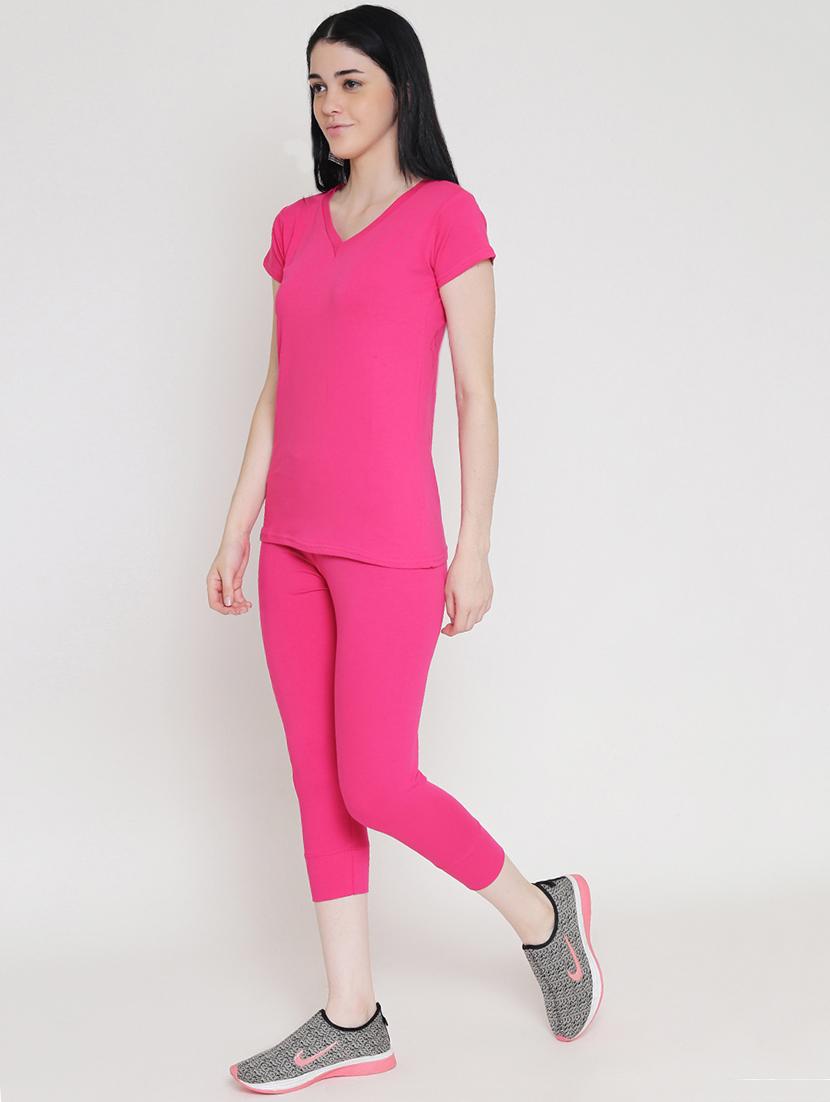 solid tee with capri sports set - 16611321 - Zoom Image - 2