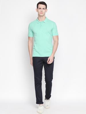 navy blue solid chinos - 16611385 - Standard Image - 4