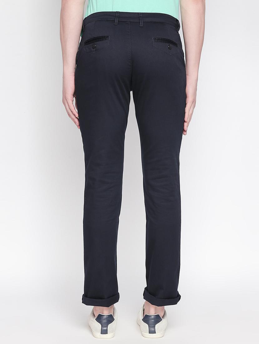 navy blue solid chinos - 16611385 - Zoom Image - 3