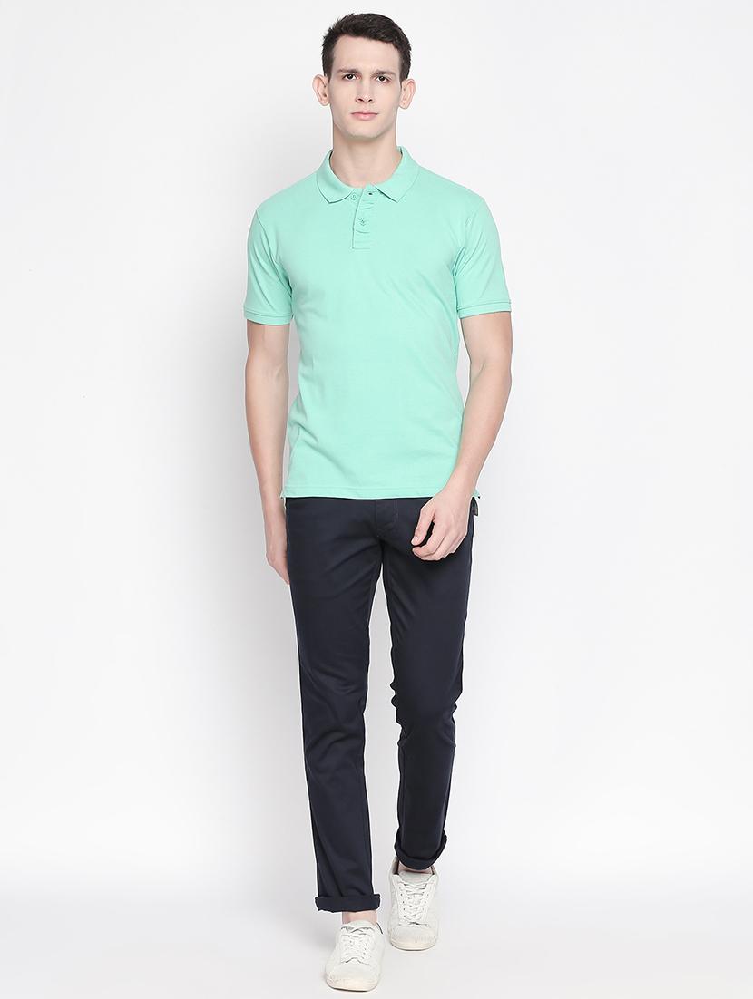 navy blue solid chinos - 16611385 - Zoom Image - 4