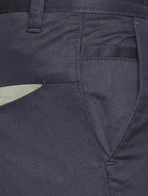 navy blue solid chinos - 16611388 - Standard Image - 5