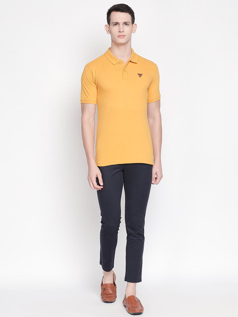 navy blue solid chinos - 16611388 - Zoom Image - 4