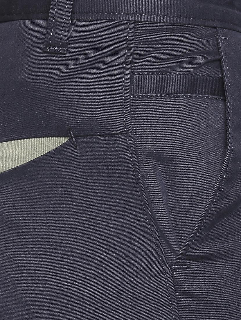 navy blue solid chinos - 16611388 - Zoom Image - 5