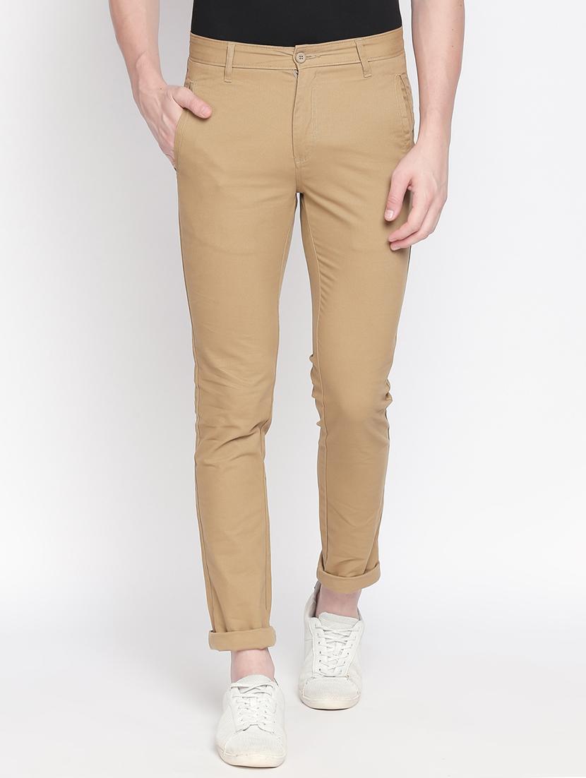 beige solid chinos - 16611390 - Zoom Image - 1