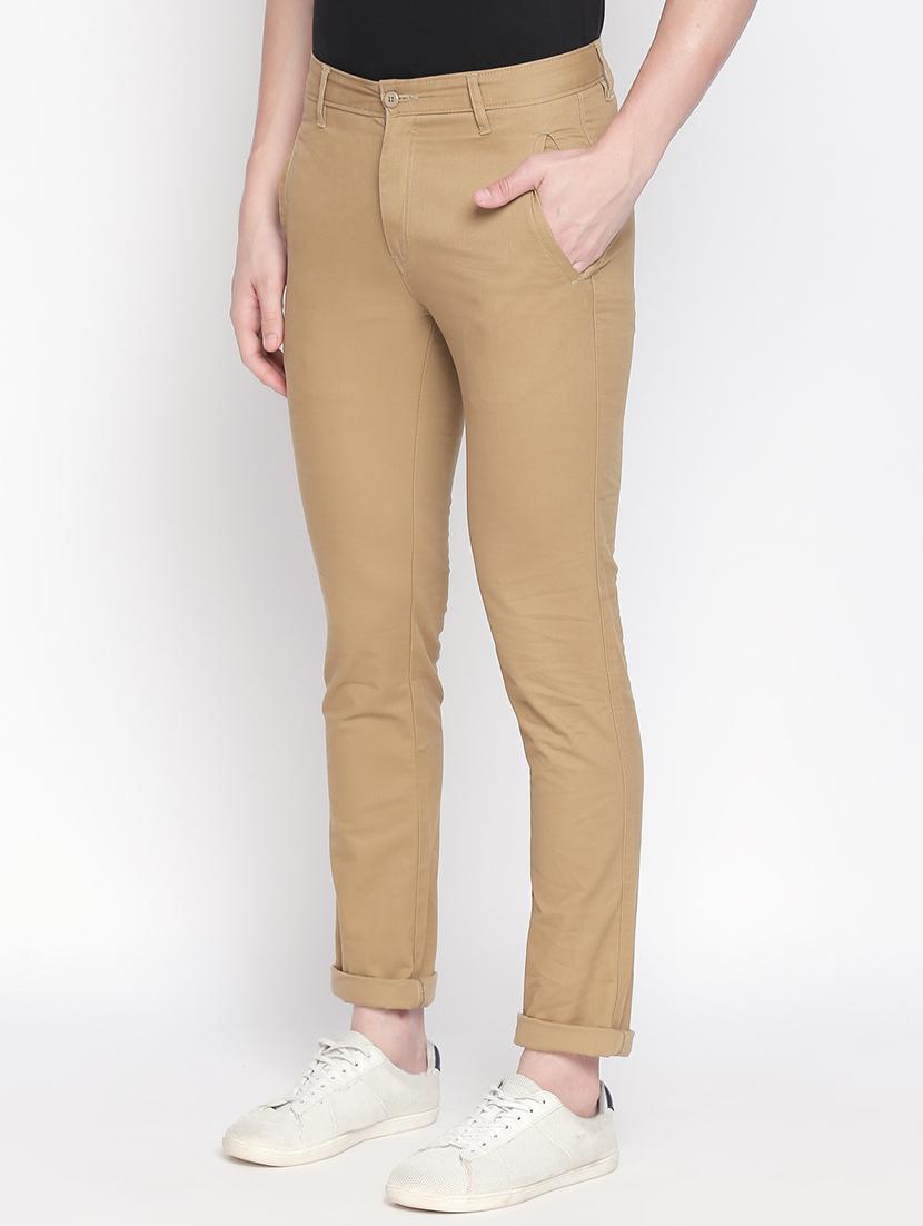 beige solid chinos - 16611390 - Zoom Image - 2