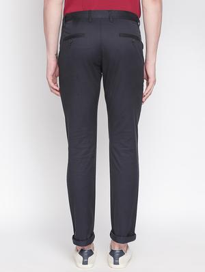 navy blue solid chinos - 16611391 - Standard Image - 3