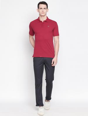 navy blue solid chinos - 16611391 - Standard Image - 4