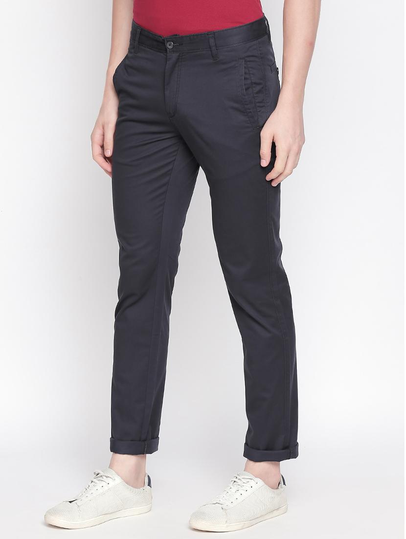 navy blue solid chinos - 16611391 - Zoom Image - 2