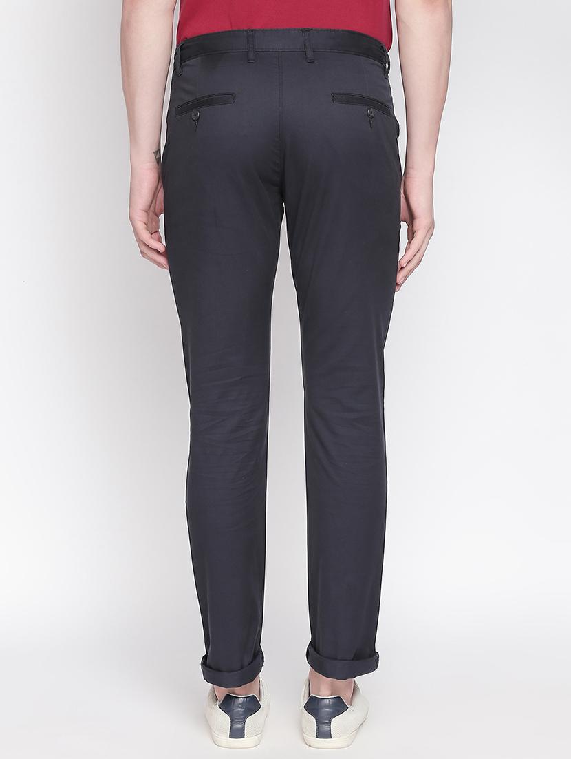 navy blue solid chinos - 16611391 - Zoom Image - 3
