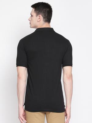 black solid polo t-shirt - 16611627 - Standard Image - 3