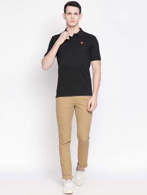 black solid polo t-shirt - 16611627 - Standard Image - 4